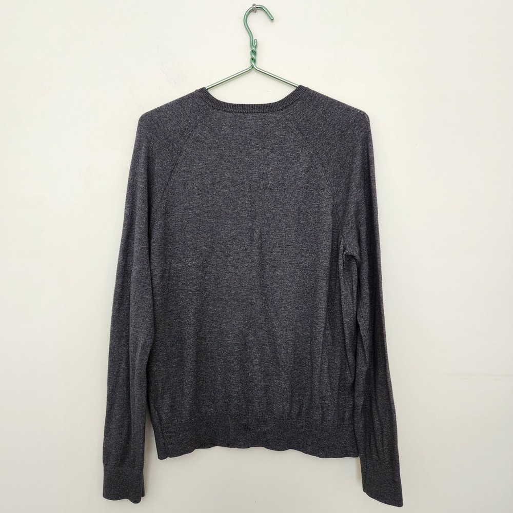 Banana Republic Mens V-Neck Sweater Charcoal Gray Heather 100% Cotton M Raglan - Picture 5 of 5